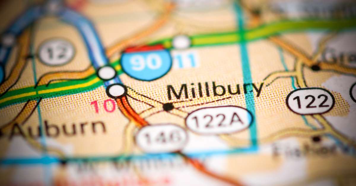 Millbury MA pinned on a map.