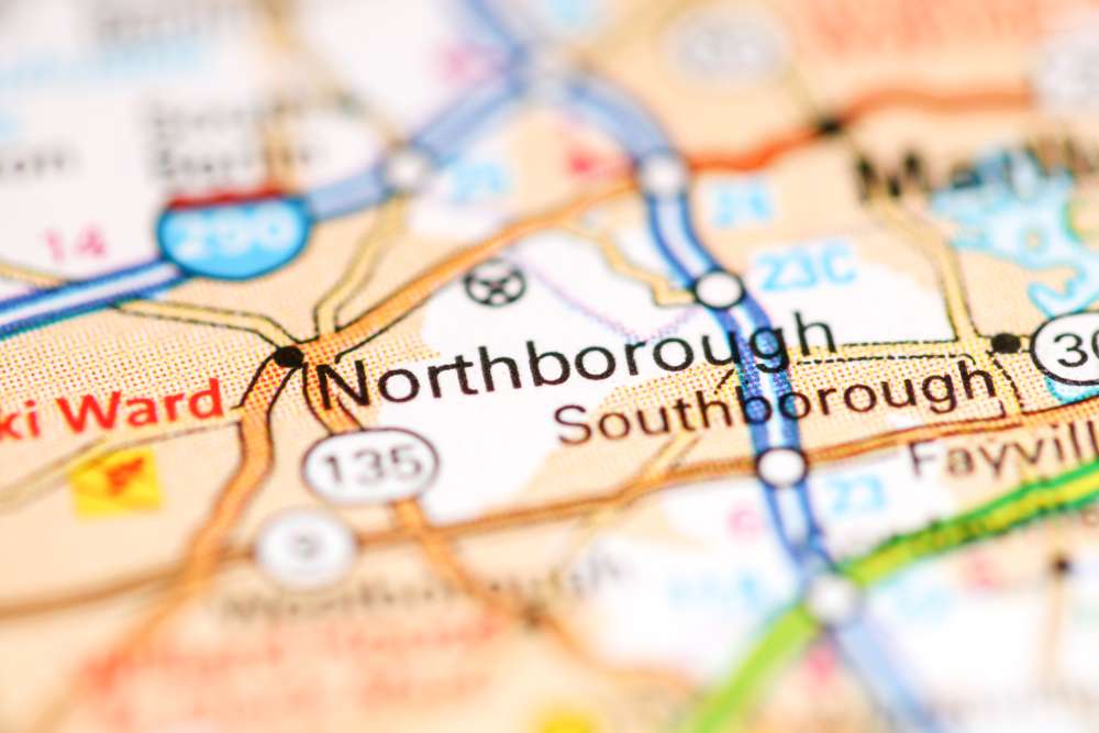 Northborough ma on a colored map