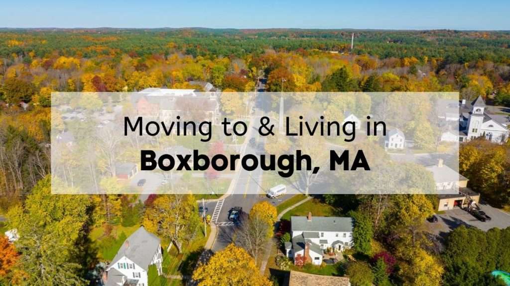 An aerial view of a suburban town outside of Boston near Boxborough