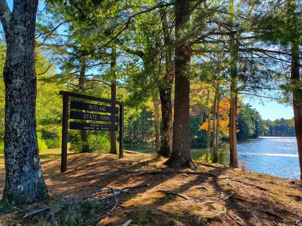 Sign in rutland state park showing the different routes to go