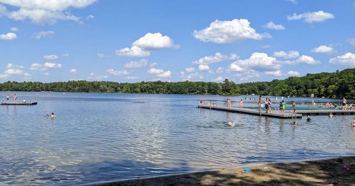 Farm Pond in the summertime on a partly cloudy day