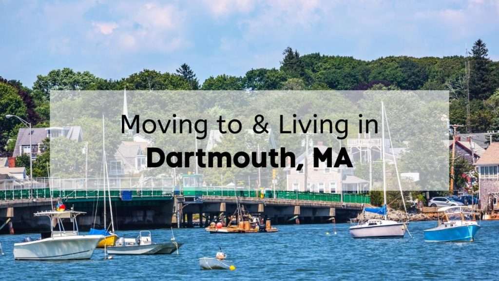 Scenic view of boats and coastal homes near Padanaram Harbor in Dartmouth MA, a popular area for sailing and waterfront living Dartmouth MA. Mass Bay Movers can help you move quickly and efficiently.